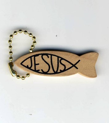 Дървен ключодържател - рибка/Jesus