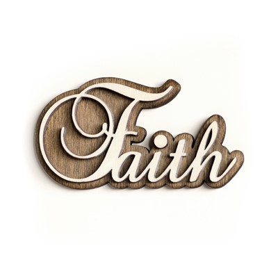 Дървен магнит с гравиран надпис: „Faith“ [Подаръци/Сувенири]