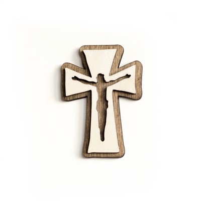 Дървен магнит с 3Д изображение на разпятието на Исус Христос [Подаръци/Сувенири]
