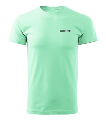 Тениска с бродерия – DOUBT (размер: L; ментов цвят)