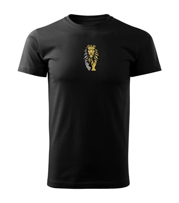 Тениска с бродерия – Лъв с корона (размер: XXL; черен цвят)