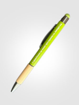 Химикал с бамбуков акцент със стилус - Авакум 2:4 (неоново зелен цвят)