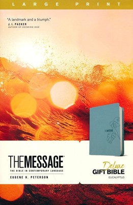The Message Large-Print Deluxe Gift Bible--soft leather-look, teal