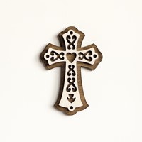 Дървен магнит с 3Д изображение на стилизиран християнски кръст [Подаръци/Сувенири]
