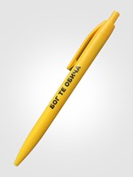 Пластмасова химикалка - Бог те обича (жълт цвят) [Подаръци/Сувенири]