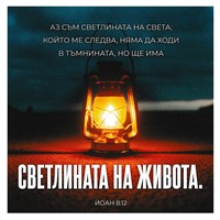 Квадратна картичка със стих - Йоан 8:12 (PA005) [Подаръци/Сувенири]