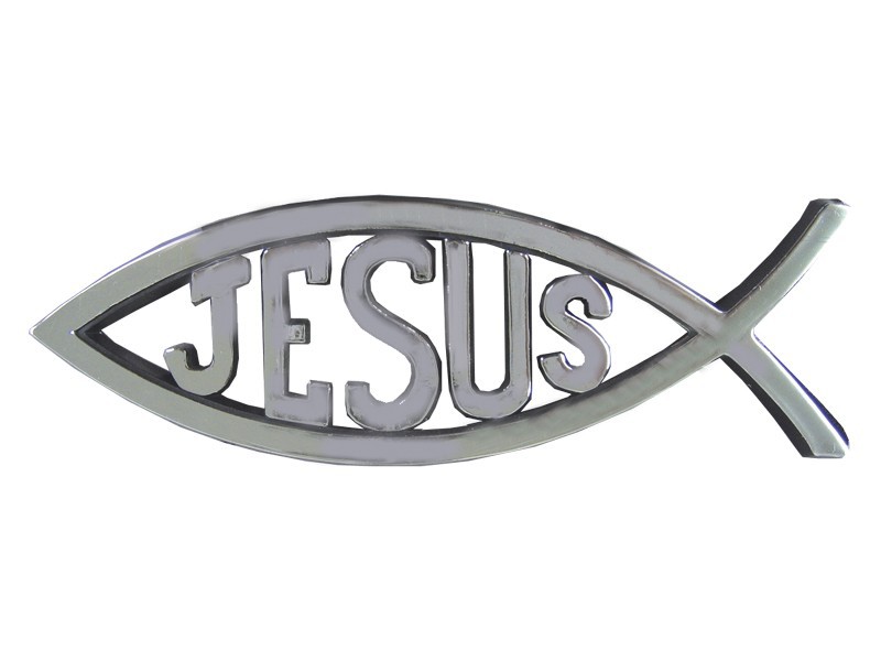 Рибка за кола "Jesus" - сребърна - голяма