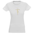 Тениска с бродерия – Faith (размер: S; бял цвят; дамска кройка)
